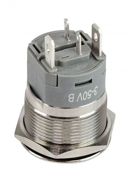 Кнопка с фиксацией, подсветка синяя, 12 В, д. 22мм