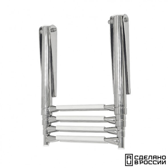 Трап телескопический складной узкий, 4 белых ступени (ширина 264 мм.)