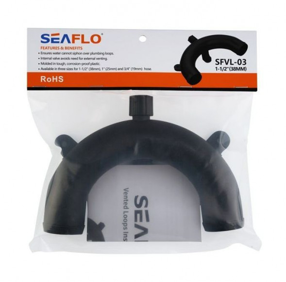 Колено 38 мм пластиковое с вентиляцией, SeaFlo