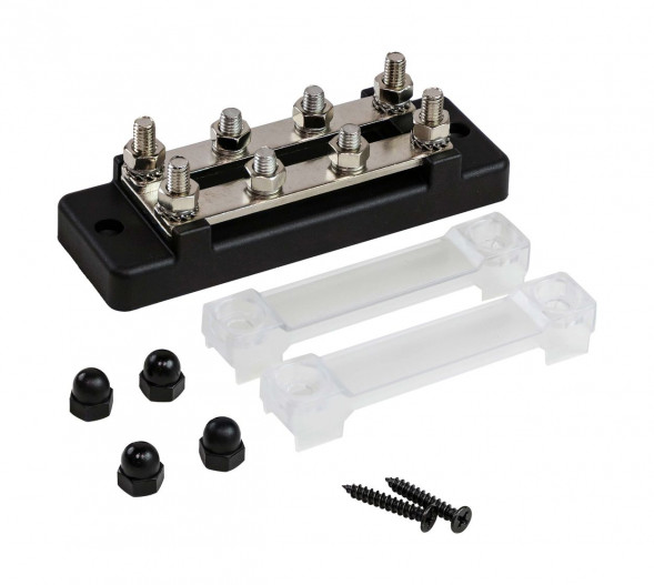 Колодка распределительная электромонтажная с защитной крышкой, 2 планки по 2 контакта