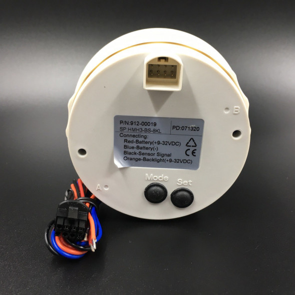 Тахометр аналоговый + моточасы 0-8000 об/мин (черный, хромированный ободок)