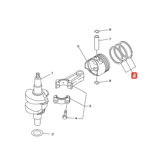 Кольцо поршневое маслосъемное Yamaha F4-F5 (PREMARINE2)