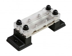 Колодка распределительная электромонтажная с защитной крышкой, 2 планки по 4 контактов