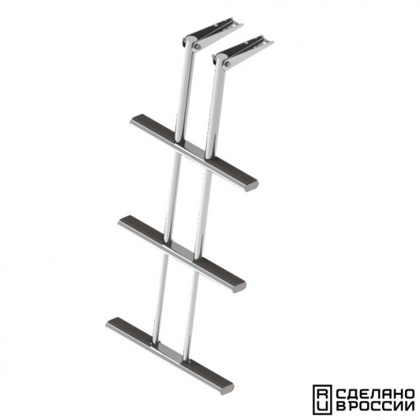 Трап дайверский телескопический складной, 3 серых ступени (ширина 450 мм.)