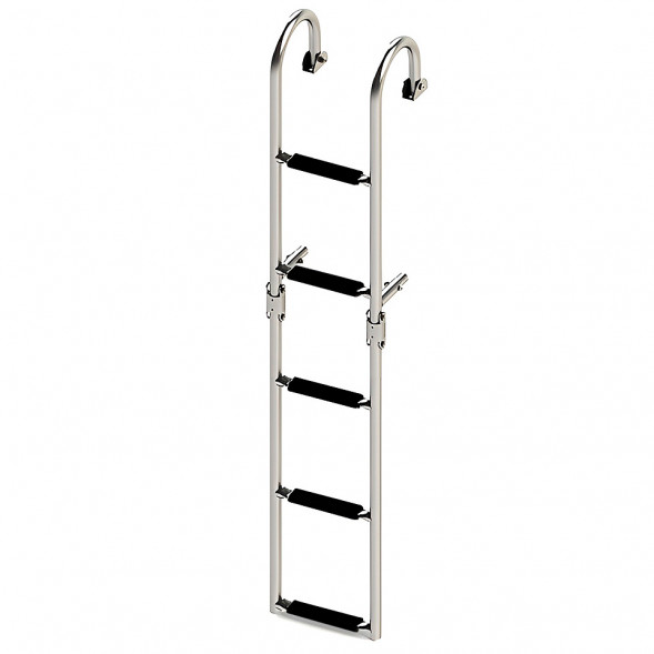 Трап складной с горизонтальным креплением, 5 черных ступени (ширина 220 мм.)