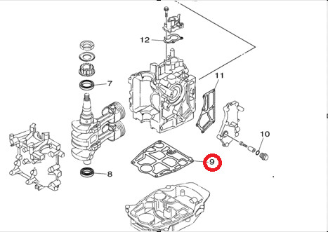 Прокладка под блок Yamaha F9.9-20 (PREMARINE)