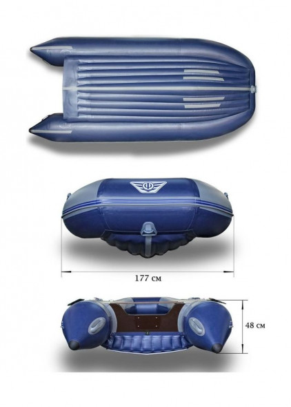 Надувная лодка ПВХ, Флагман 380 НДНД, серо-синий