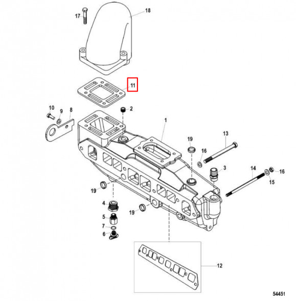 Прокладка паронитовая коллектор MERCRUISER - 3.0L ALPHA ONE (27-99777Q02; 27-997772) (Quicksilver)