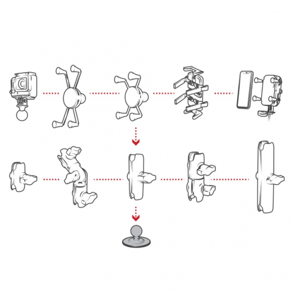 Крепление RAM универсальное для авто, двусторонний скотч, шар 25 мм