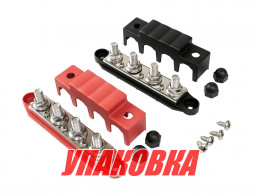 Колодка распределительная электромонтажная, 4 контакта, M10, черная/красная (упаковка из 4 шт.)