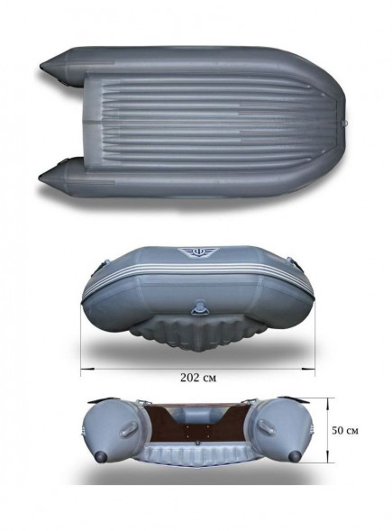 Надувная лодка ПВХ, Флагман 420 НДНД, серо-синий