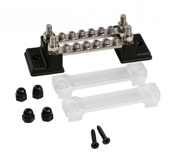 Колодка распределительная электромонтажная с защитной крышкой, 2 планки по 6 контактов (упаковка из 4 шт.)