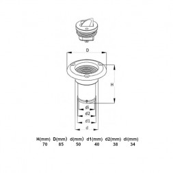 Заливная горловина для бака под топливо SEAFLO (Fuel) 38мм, белая