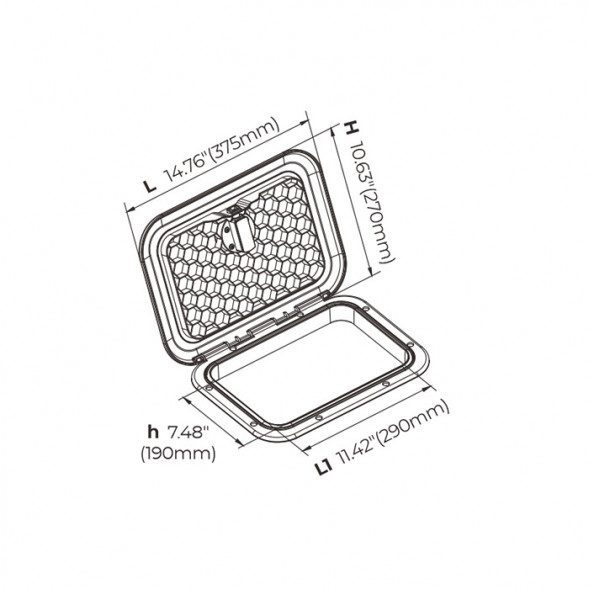 Крышка рундука SEAFLO 270x375 мм с замком, белый пластик