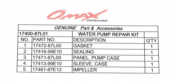 Ремкомплект помпы Suzuki DF70A-DF90A, Omax (упаковка из 5 шт.)
