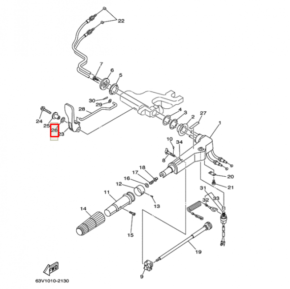 Шайба пружинная ручки скорости Yamaha 4-40, F8-60  (YUELANG)