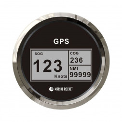 GPS-спидометр электронный, черный циферблат, нержавеющий ободок, выносная антенна, д. 85 мм, Marine Rocket