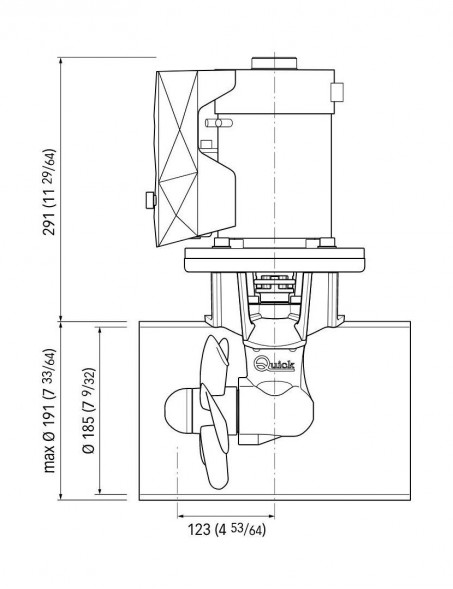 Подруливающее устройство Quick, D185mm, 55KGF, 12 В