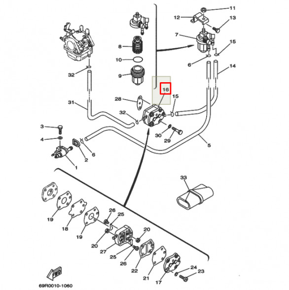 Насос топливный Yamaha 20-90 (RT)