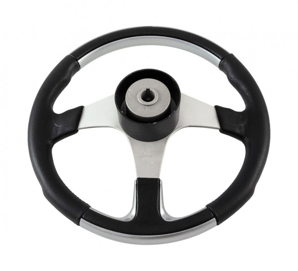 Рулевое колесо EVO MARINE 2 обод черносеребряный, спицы серебряные д. 355 мм