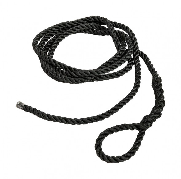 Веревка из полиэстера с огонами для крепления кранца, d6 мм, L1,5 м, цвет черный