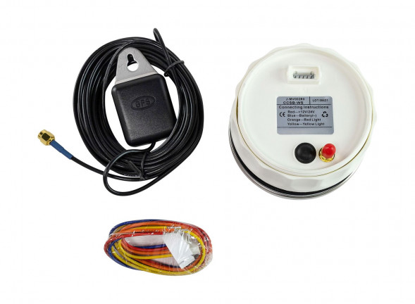 GPS-спидометр электронный, белый циферблат, нержавеющий ободок, выносная антенна, д. 85 мм, Marine Rocket