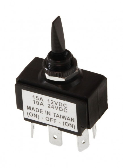 Тумблер трехпозиционный (ON)-OFF-(ON) 12 В/15А 6P (упаковка из 5 шт.)