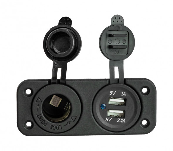 Панель с USB-разъемом 5в 2.1А и прикуривателем