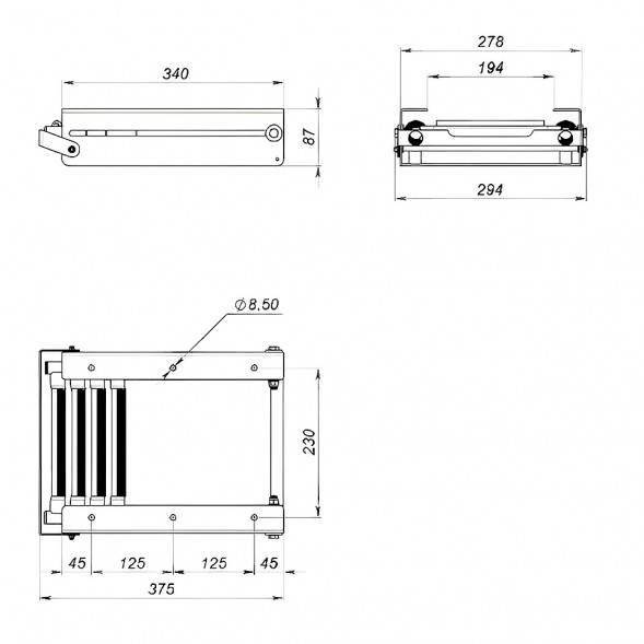 Трап телескопический выдвижной с фиксирующим механизмом, 4 белых ступени (ширина 294 мм.)
