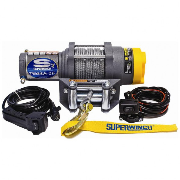 Лебедка электрическая SUPERWINCH Terra 35 с монтажным набором и пультом д/у, тяговое усилие 1588 кг, для моделей 6х6