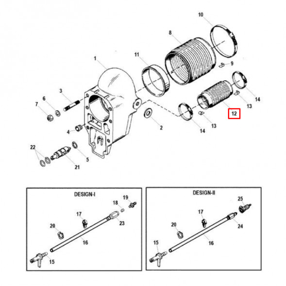 Гофра выхлопа Mercruiser Alpha/Bravo (Omax)