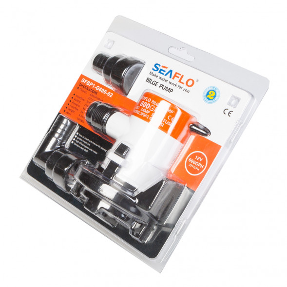 Помпа водооткачивающая SeaFlo трюмная, 12V 600 галлон/час, патрубок 19 мм