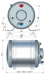Бойлер, 25 л, 1200ВТ, круглый, с теплообменником.