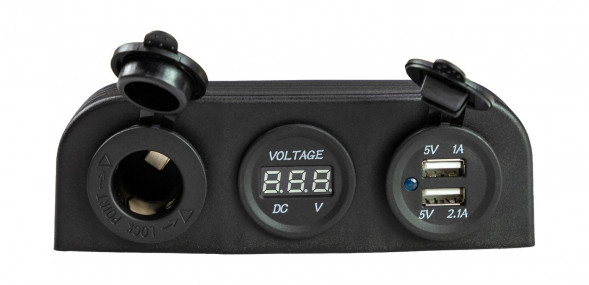 Панель с USB-разъемом 5в 2.1А, прикуривателем и вольтметром