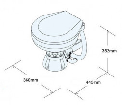 Унитаз судовой 360х445, в комплекте с электр.помпой 12В (нов)