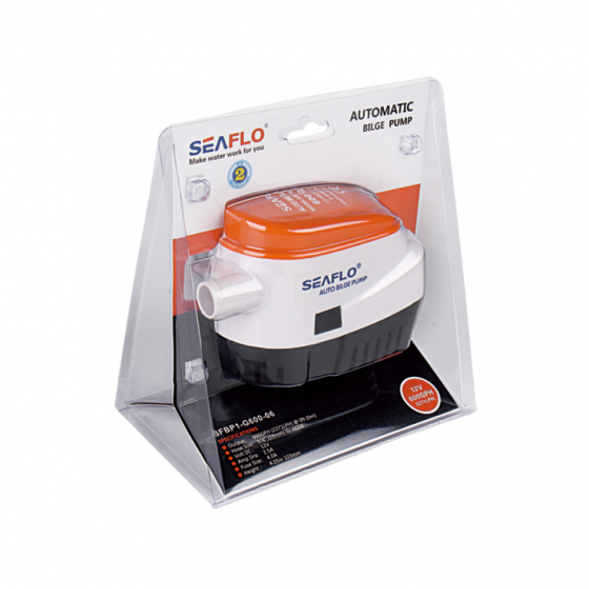Помпа водооткачивающая автоматическая SeaFlo трюмная, 12V 600 галлон/час, патрубок 19 мм