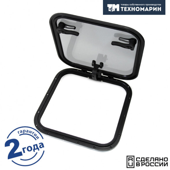 Люк палубный распашной Альбатрос 450x450 (черное исполнение)
