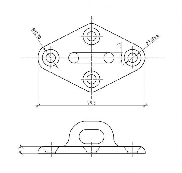 Серьга с ромбовидным основанием