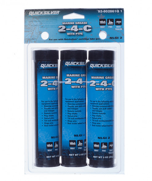Пластичная смазка  QUICKSILVER 2-4-С с тефлоном, 3 картриджа для мал. пистолета по 85 гр.