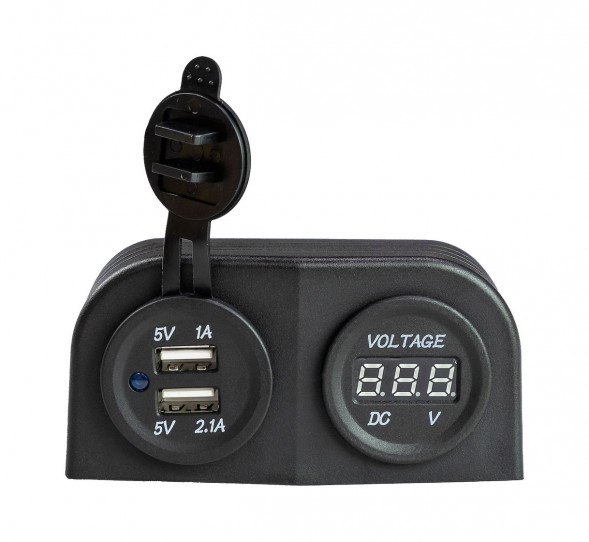 Разъем USB 5в 3.1А и цифровой вольтметр для крепления на приборную панель