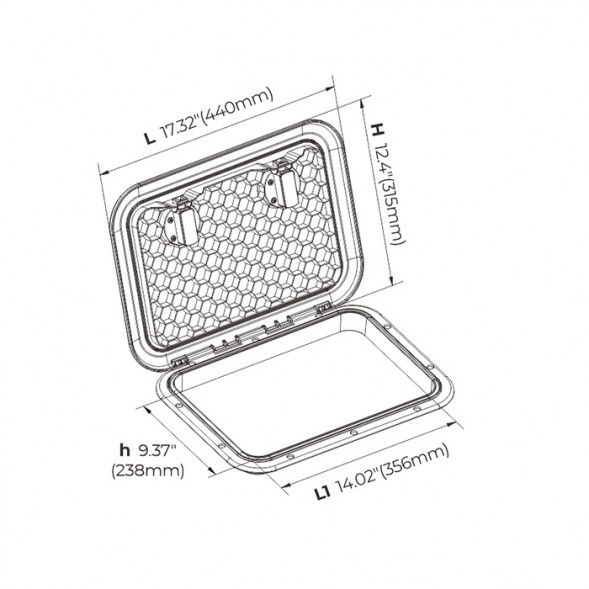 Крышка рундука SEAFLO 315x440 мм с замком, черный пластик