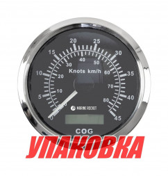 GPS-спидометр аналоговый 0-45 узлов, черный циферблат, нержавеющий ободок, выносная антенна, д. 85 мм, Marine Rocket (упаковка из 8 шт.)