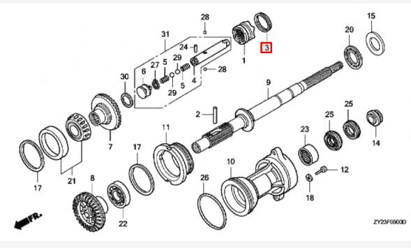 Пружина стопора муфты Honda BF175-225 (Honda)