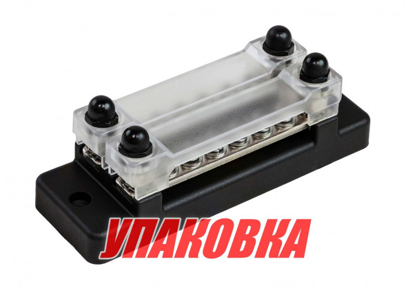 Колодка распределительная электромонтажная с защитной крышкой, 2 планки по 6 контактов (упаковка из 2 шт.)