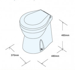 Унитаз судовой керамический 460х480, с электр.помпой 24В, плавное опускание крышки