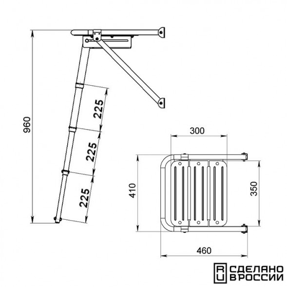 Платформа кормовая с трапом 4 ступени серые