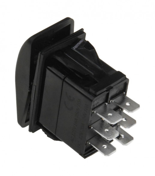 Переключатель трехпозиционный (ON)-OFF-ON 12 В/20А 6Р без фиксации 1 положения (упаковка из 25 шт.)