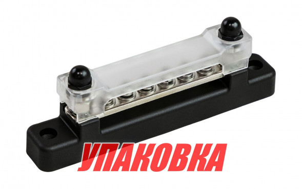Колодка распределительная электромонтажная с защитной крышкой, 6 контактов (упаковка из 4 шт.)