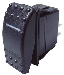 Клавишный выключатель «Marina», трехпозиционный, красн. и желт. светодиоды, возвратная пружина