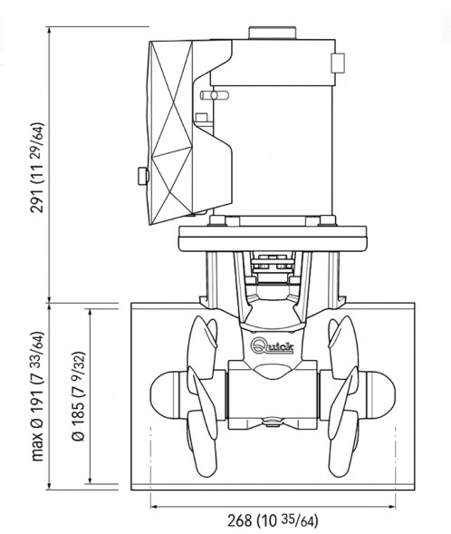 Подруливающее устройство, два винта, 3,3 кВт, 24 В, 185 мм